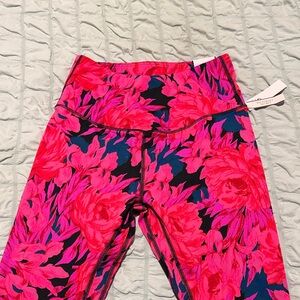 Zara Pink and Black Floral Leggings